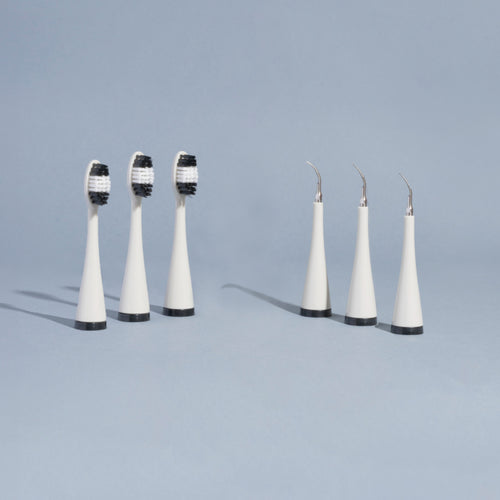 3 Toothbrush Heads + 3 Scaler Heads